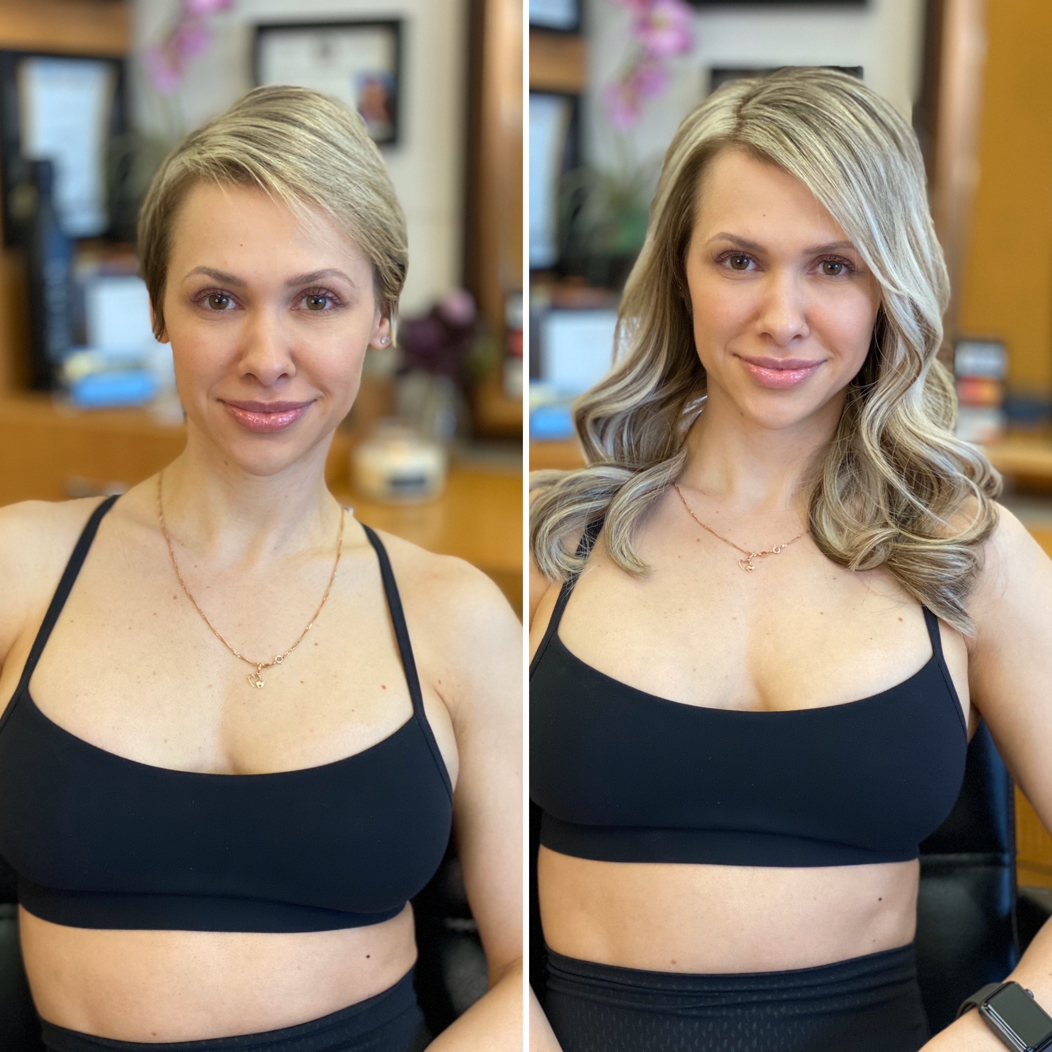 Hair extensions shop on pixie cut